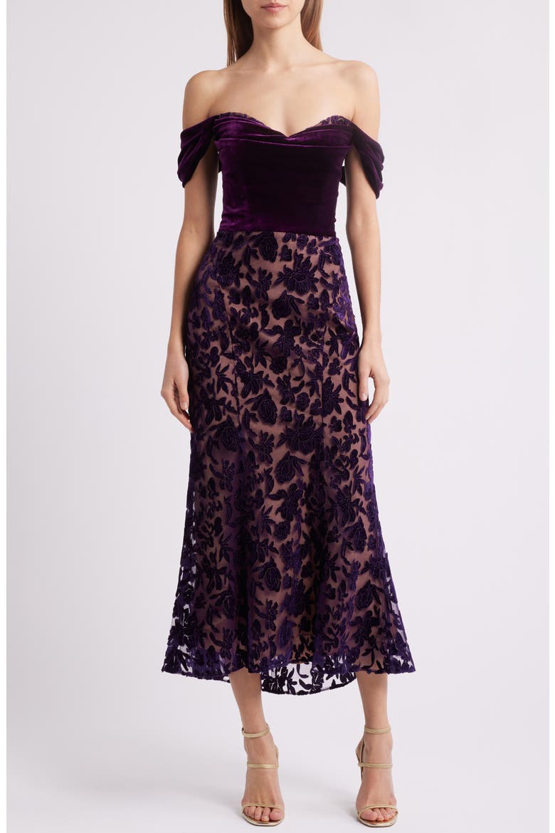 marchesa notte cocktail dress Floral Burnout Velvet Cocktail Dress (Women)