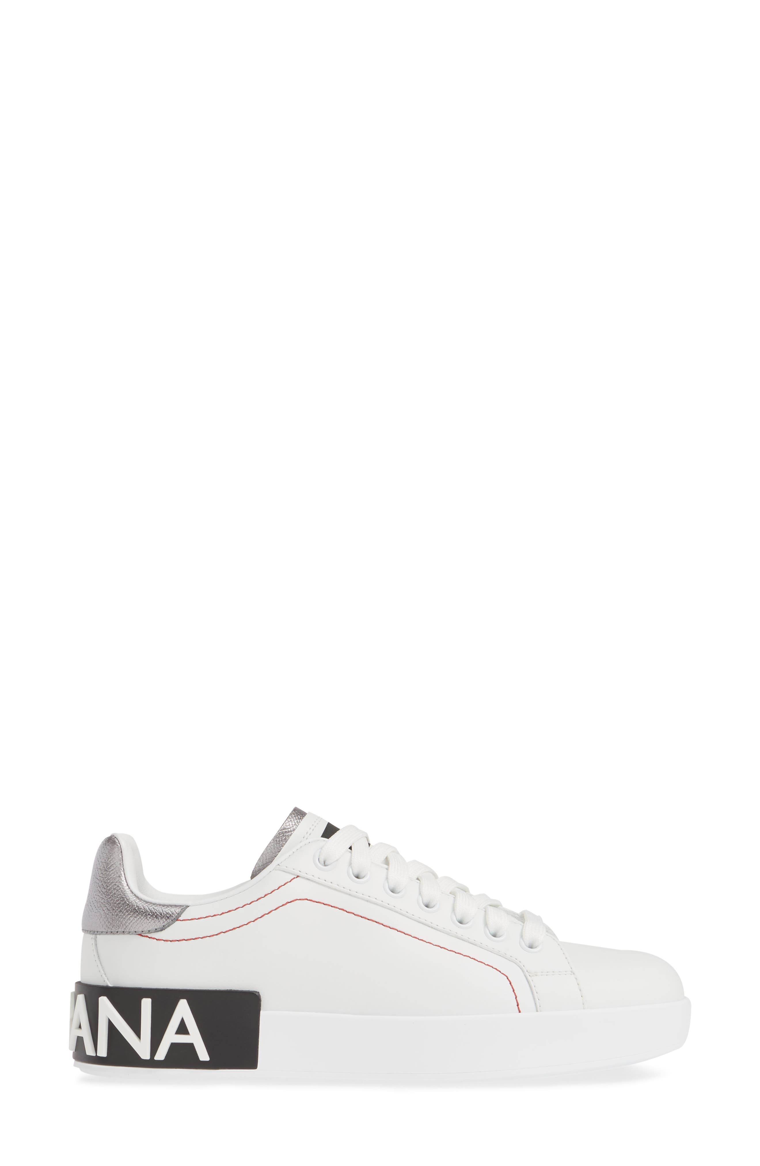 Portofino Sneaker, Alternate, color, WHITE/ SILVER