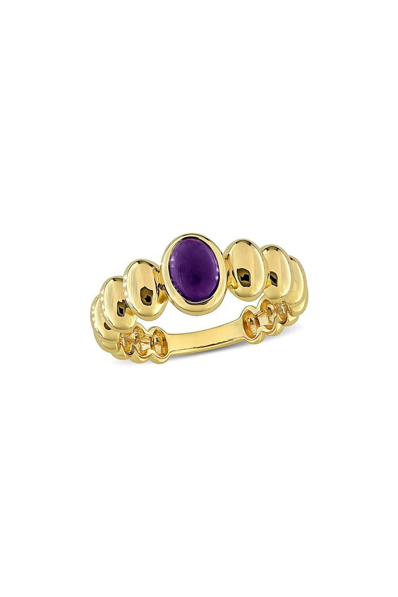 Oval African Amethyst Scalloped Band Ring, Main, color, PURPLE