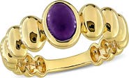 DELMAR Oval African Amethyst Scalloped Band Ring