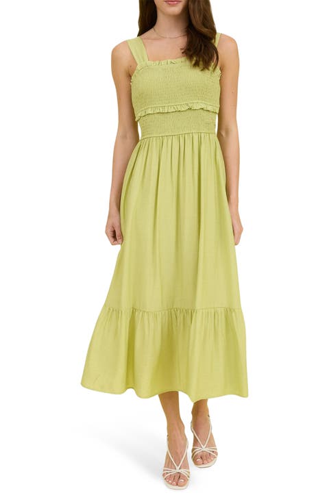 Bow Tie Smocked Midi Sundress