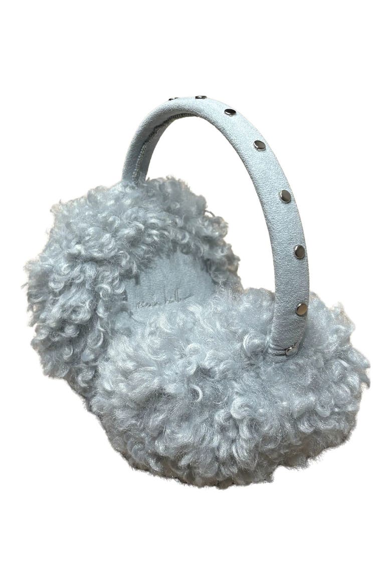 Studded Faux Fur Earmuffs, Main, color, LIGHT BLUE