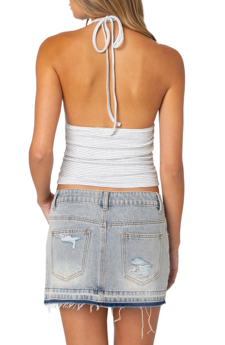 EDIKTED Lanai Stripe Crop Halter Top, Alternate, color, Gray