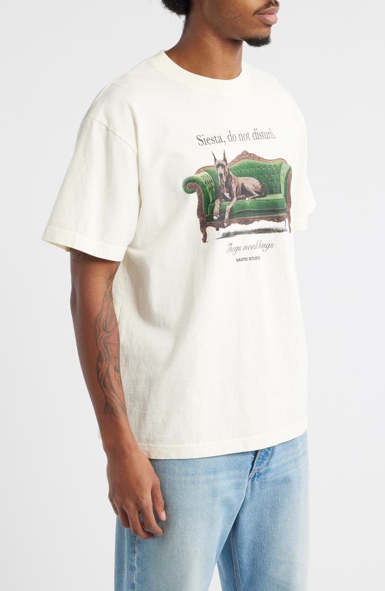 SANTO STUDIO Siesta Time Graphic T-Shirt, Alternate, color, Cream
