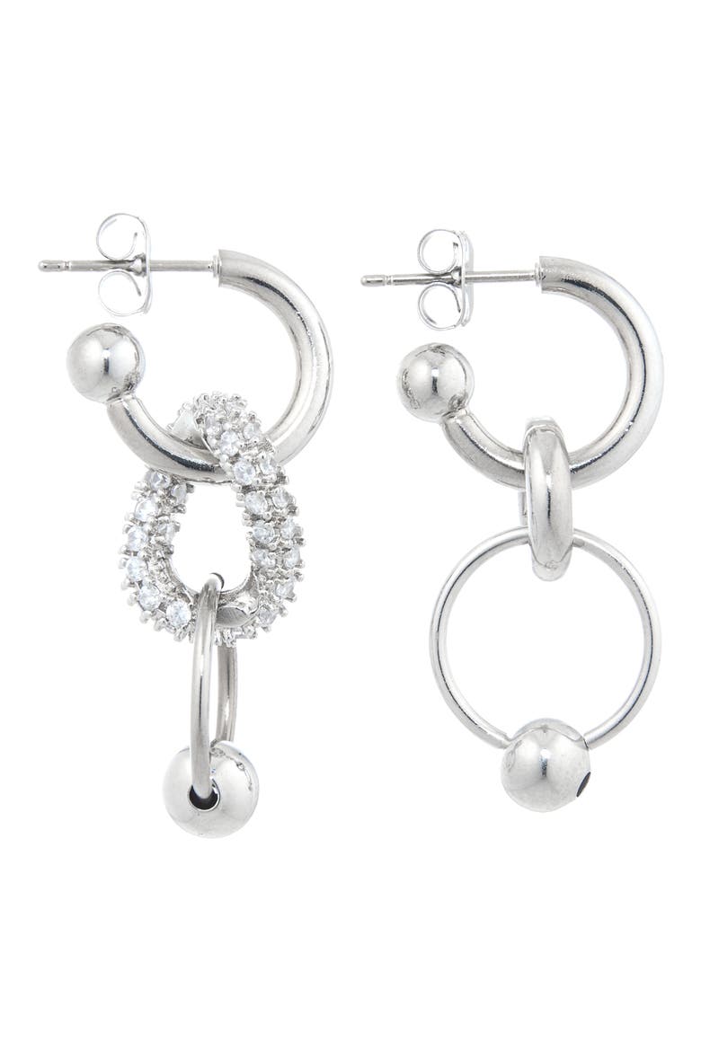 Alison Mismatched Tiered Hoop Drop Earrings, Alternate, color, PALLADIUM