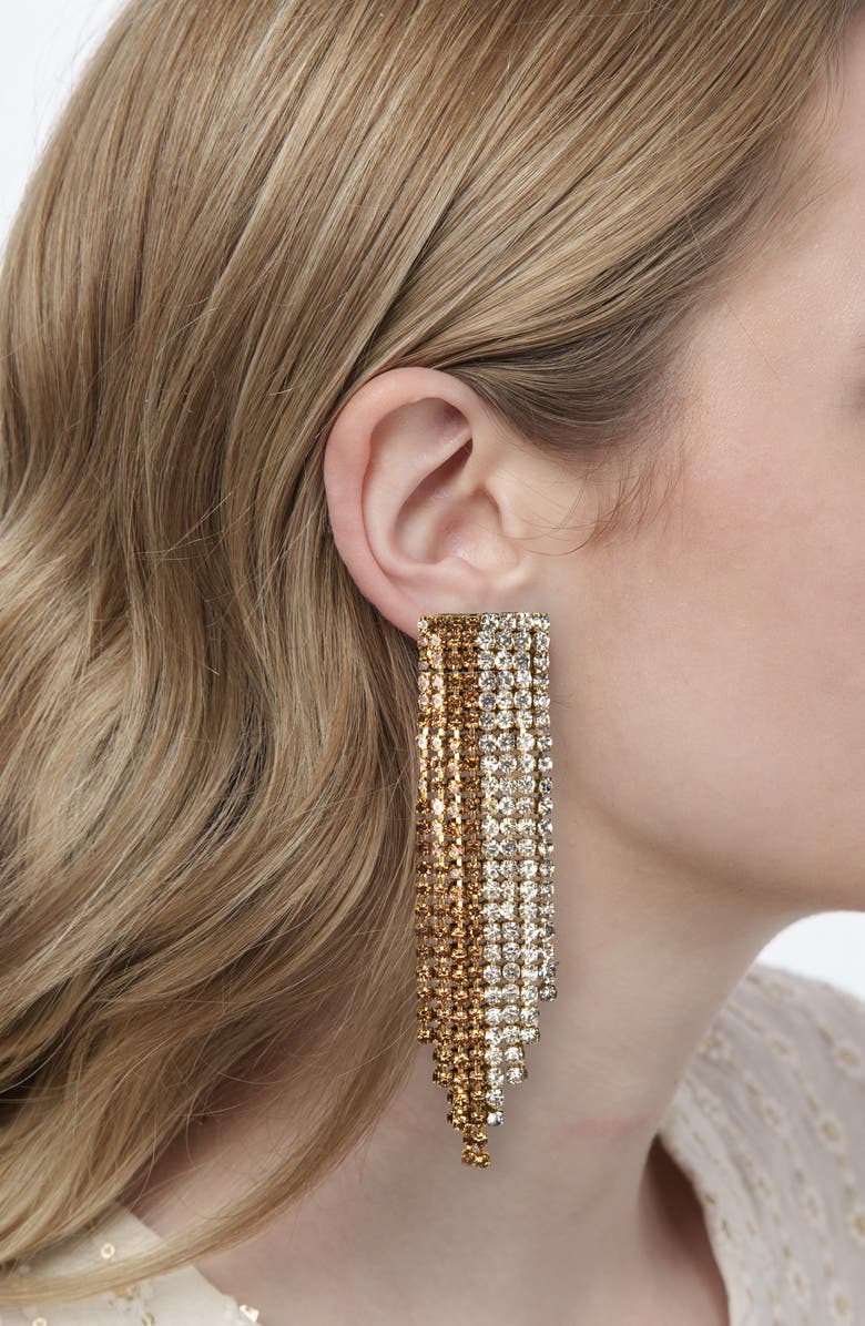 Deepa Gurnani Araya Crystal Linear Drop Earrings, Alternate, color, Gold