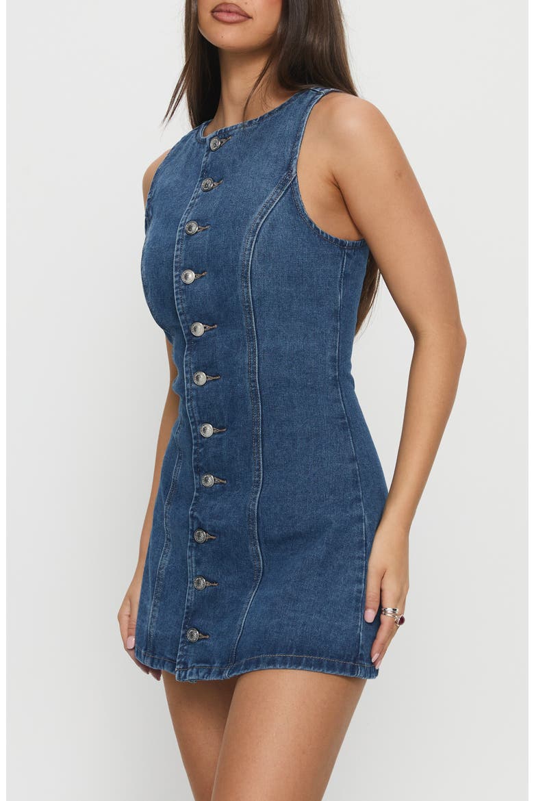 Yumiko Denim Skirted Romper, Alternate, color, BLUE