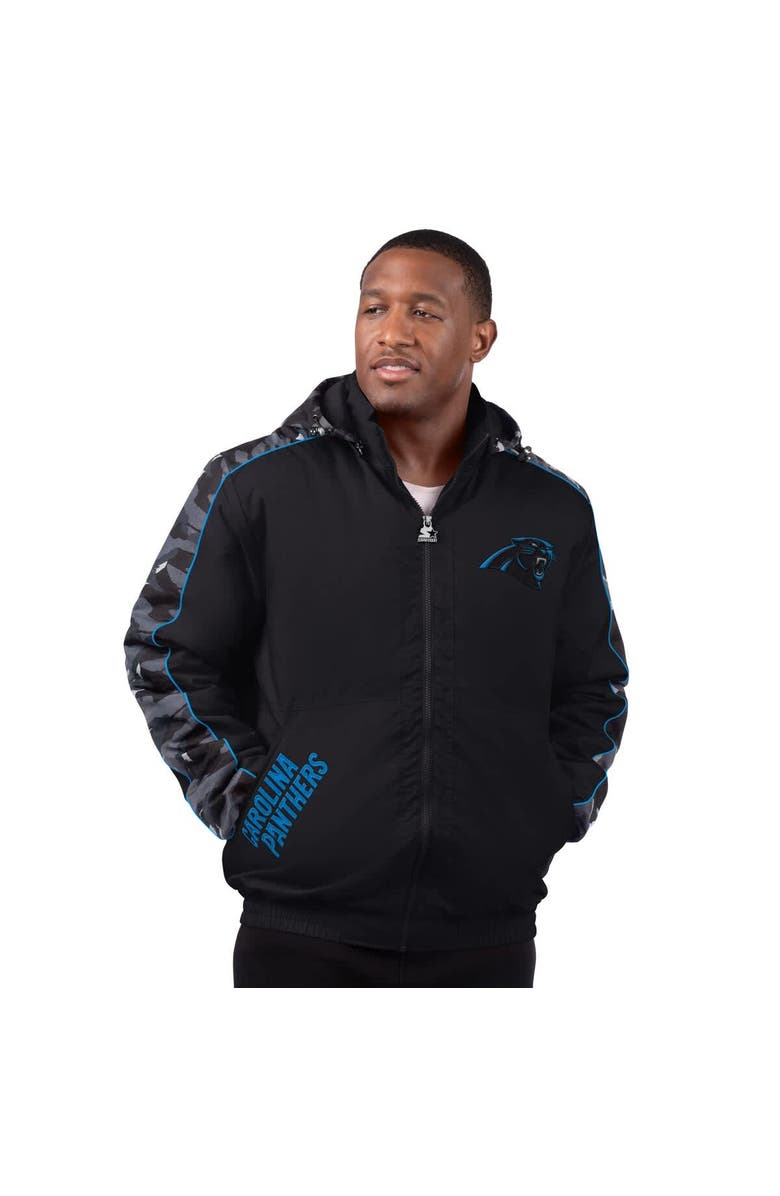 STARTER Men's Starter Black Carolina Panthers Thursday Night Gridiron Full-Zip Jacket, Alternate, color,