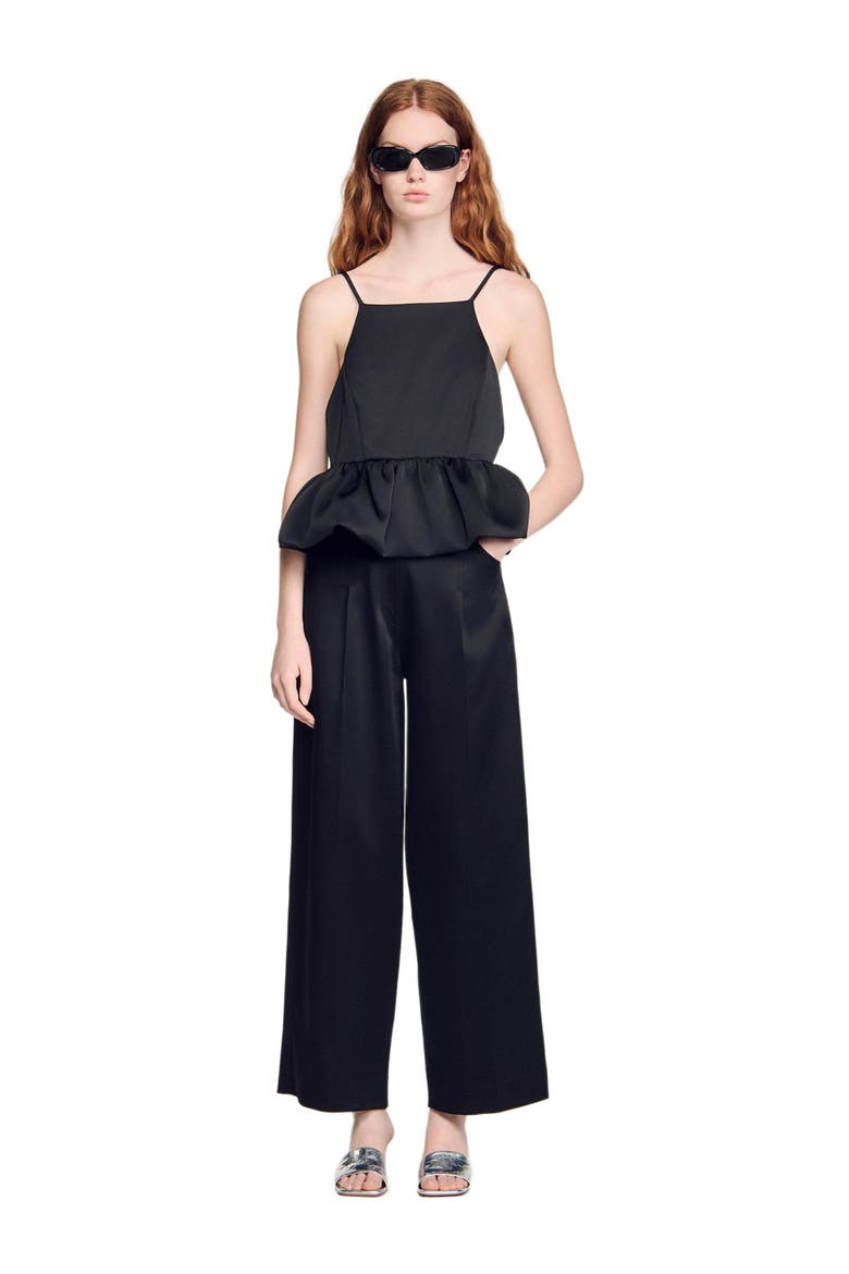 Ruffled crop top, Alternate, color, Black