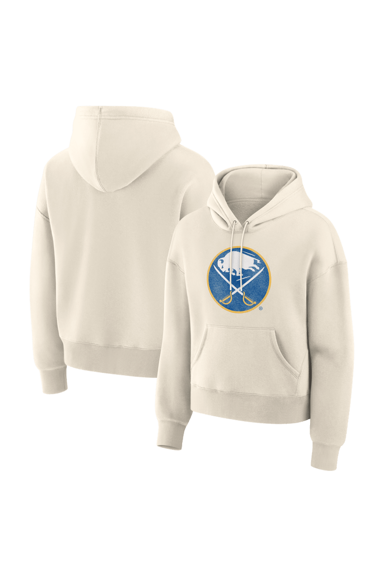 Women's Fanatics Cream Buffalo Sabres Distressed Logo Hoodie, Main, color, Cream