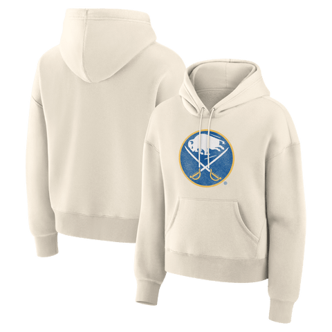 Women's Fanatics Cream Buffalo Sabres Distressed Logo Hoodie