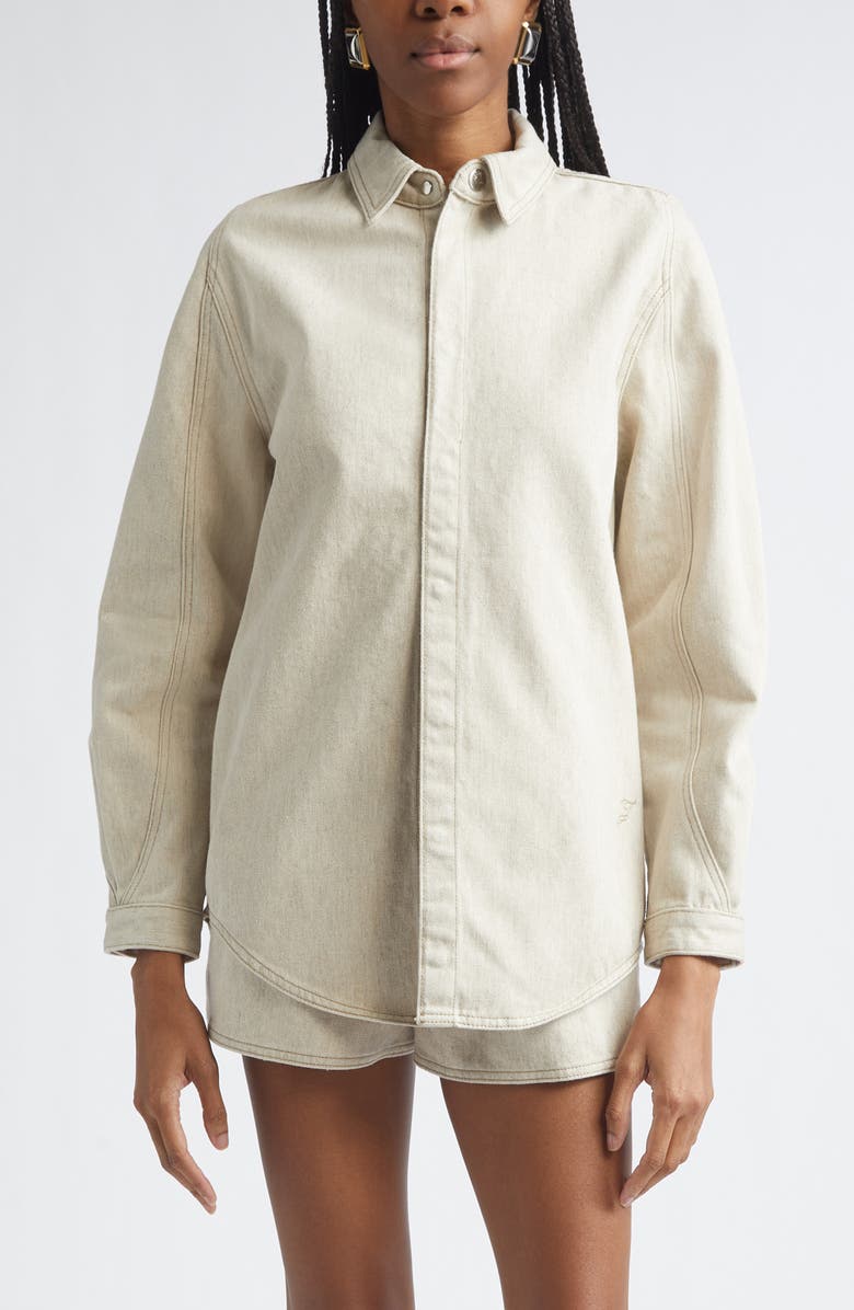 Jacquemus La Chemise Amelo de-Nîmes Denim Snap-Up Shirt, Main, color, Light Beige