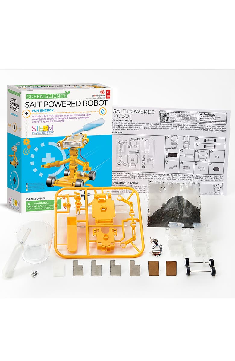 4M Green Science Salt Powered Robot, DIY Mini Building Kit, Kids 5+, Alternate, color, Multicolored