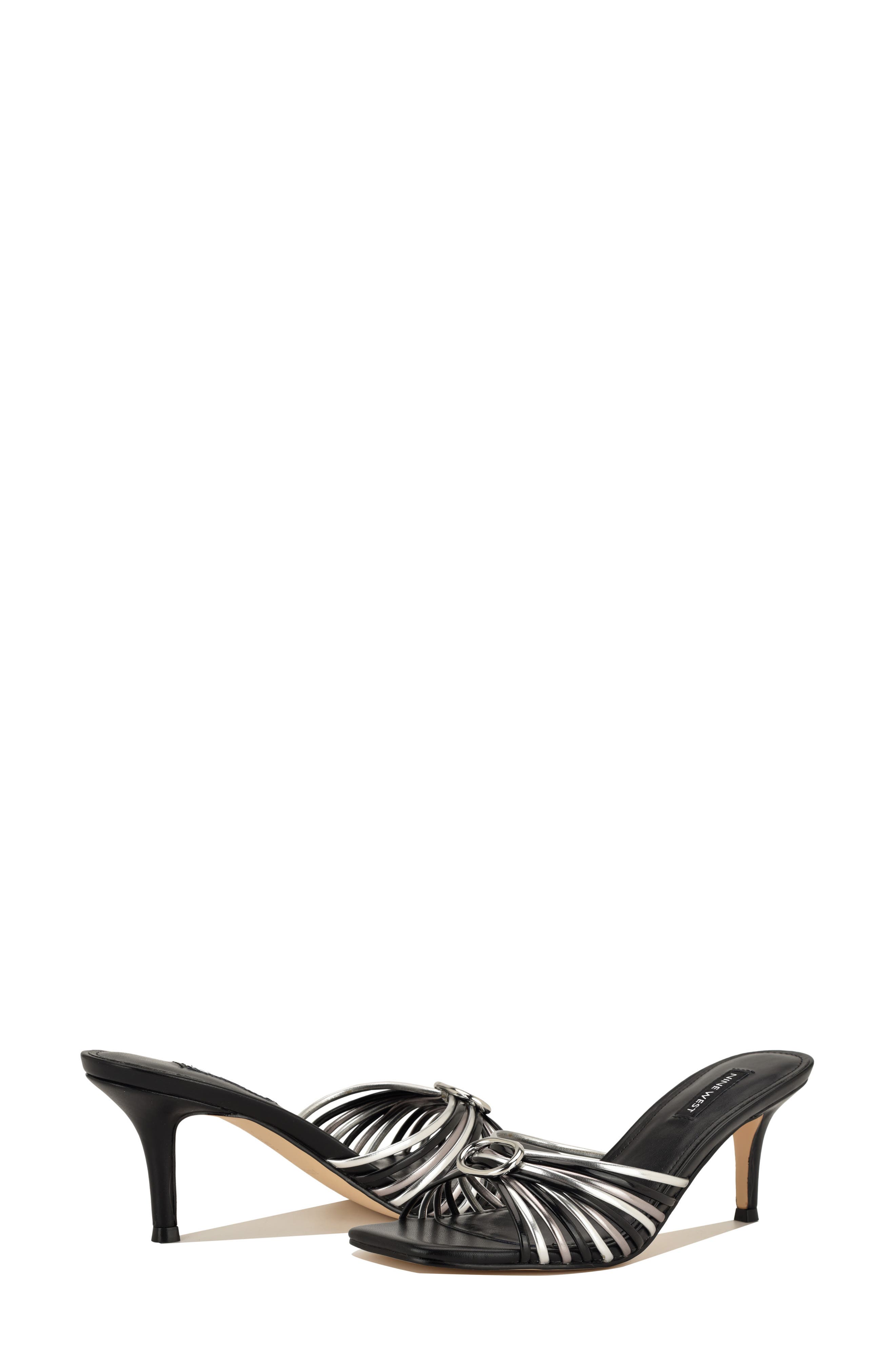 Nine West Dumel Sandal, Alternate, color, Black/ Silver/ Pewter