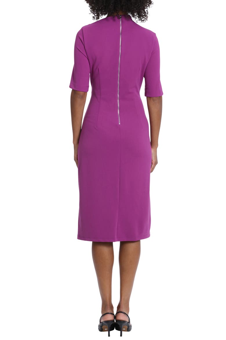 Asymmetric Neck Sheath Midi Dress, Alternate, color, BYZANTIUM