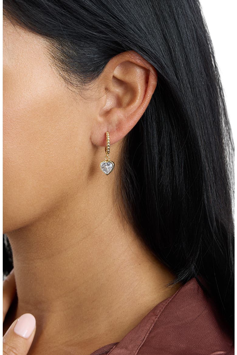 Modern Muse Heart Drop Huggie Earrings, Alternate, color, GOLD