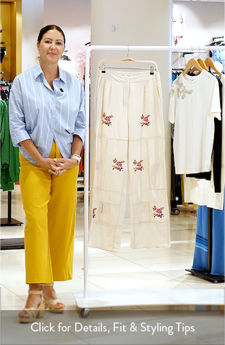Floral Embroidered Wide Legs Pants, sales video thumbnail