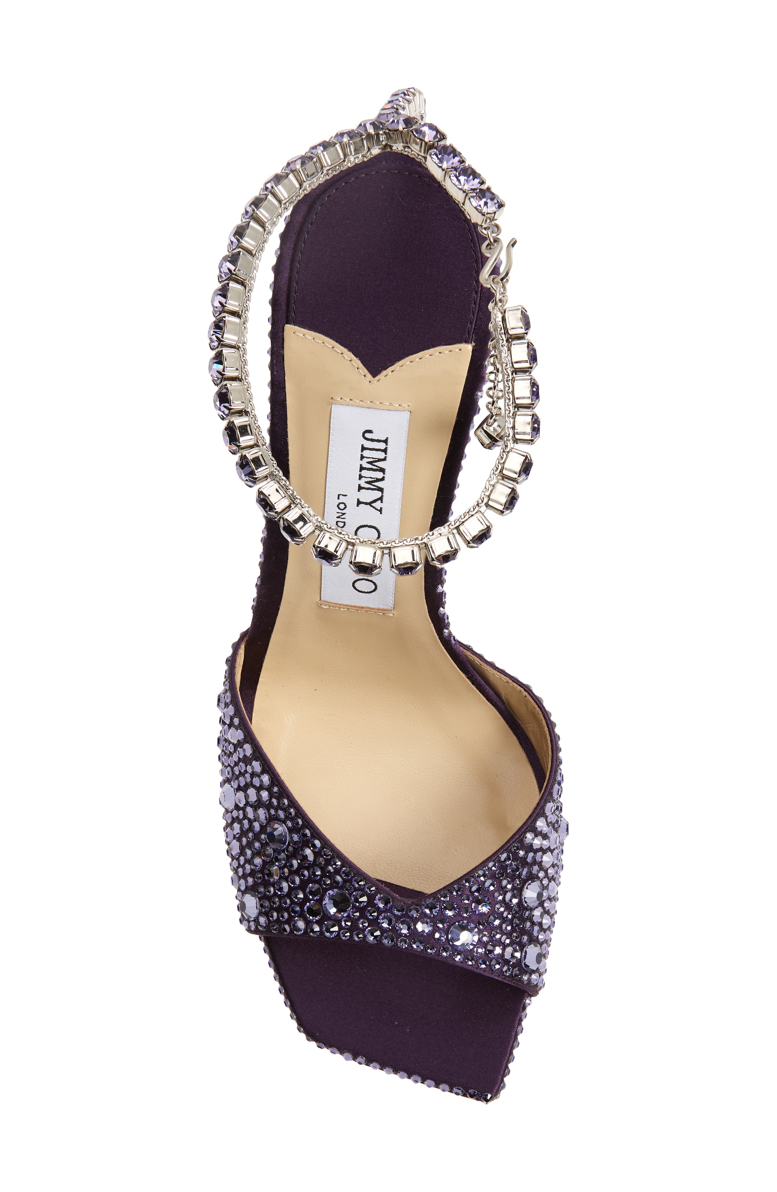 Jimmy Choo Saeda Crystal Ankle Strap Sandal, Alternate, color, 