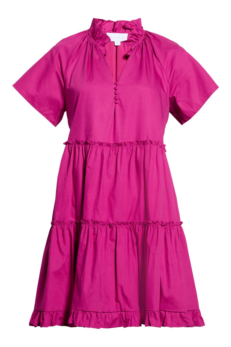 Pallas Tiered Cotton Poplin Minidress, Alternate, color, FUCHSIA