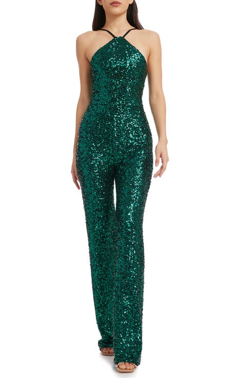 Darian Sequin Halter Jumpsuit