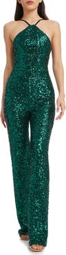 Dress the Population Darian Sequin Halter Jumpsuit