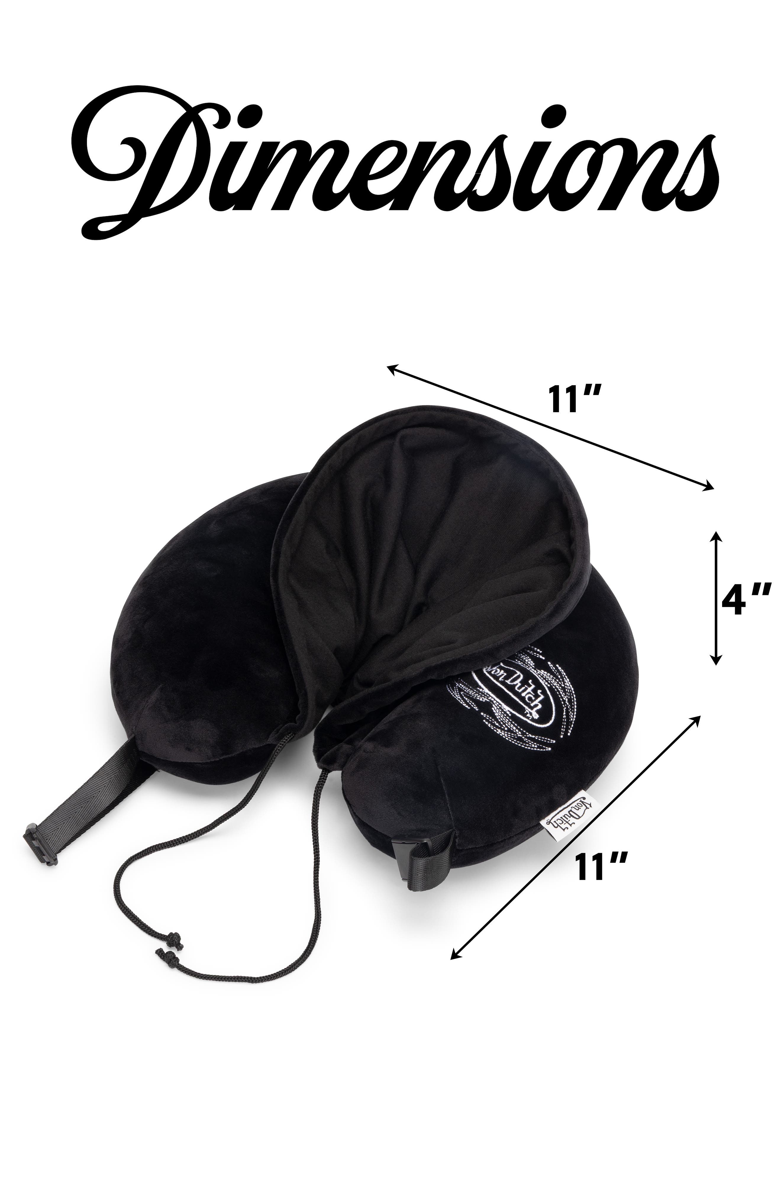 Von Dutch Pinstripe Hooded Memory Foam Travel Neck Pillow, Alternate, color, Black