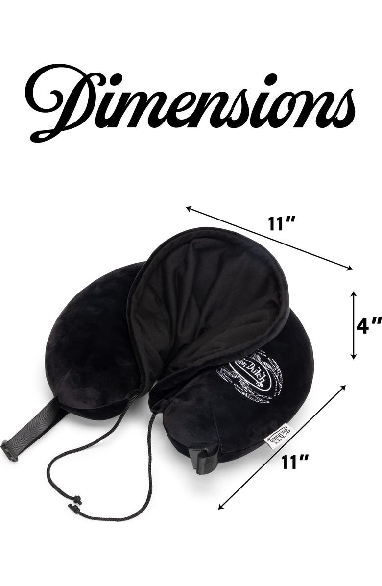 Von Dutch Pinstripe Hooded Memory Foam Travel Neck Pillow, Alternate, color, Black