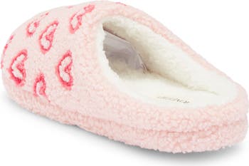 Multi Heart Faux Shearling Clog