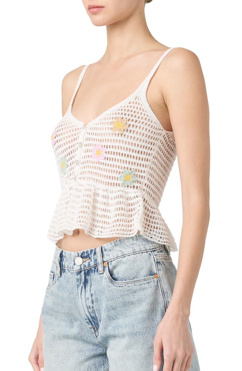 BLANKNYC Open Stitch Sleeveless Peplum Top, Alternate, color, Beach Bum