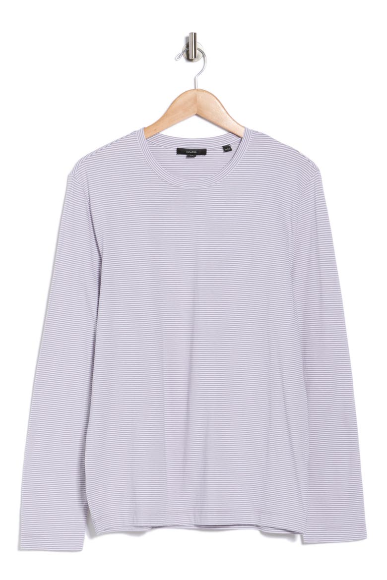 Strip Cotton Jersey T-Shirt, Alternate, color, DARK LAVENDAR/ OPTIC WHITE