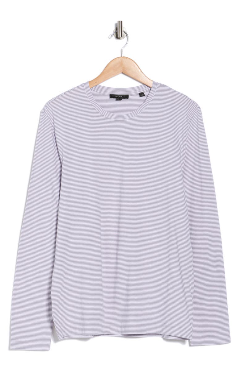 Vince Strip Cotton Jersey T-Shirt, Alternate, color, Dark Lavendar/ Optic White