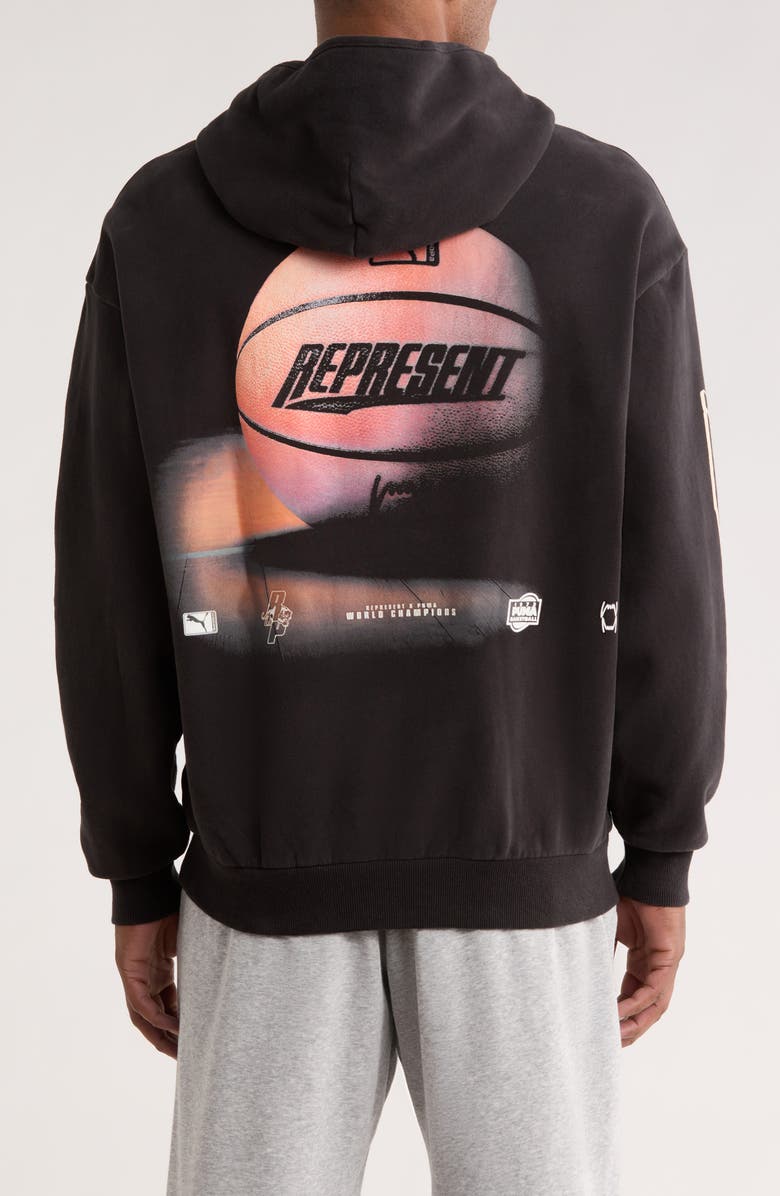 PUMA x Represent Embroidered Cotton Graphic Hoodie, Alternate, color, Puma Black