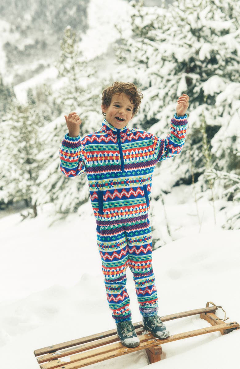 Boden Kids' Jacquard Fleece Half Zip Pullover, Alternate, color, Multi Fair Isle