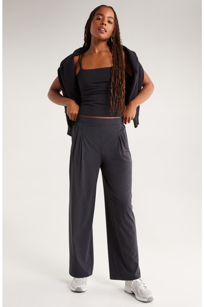 Atlas High Waist Straight Leg Pants, Alternate, color, BLACK