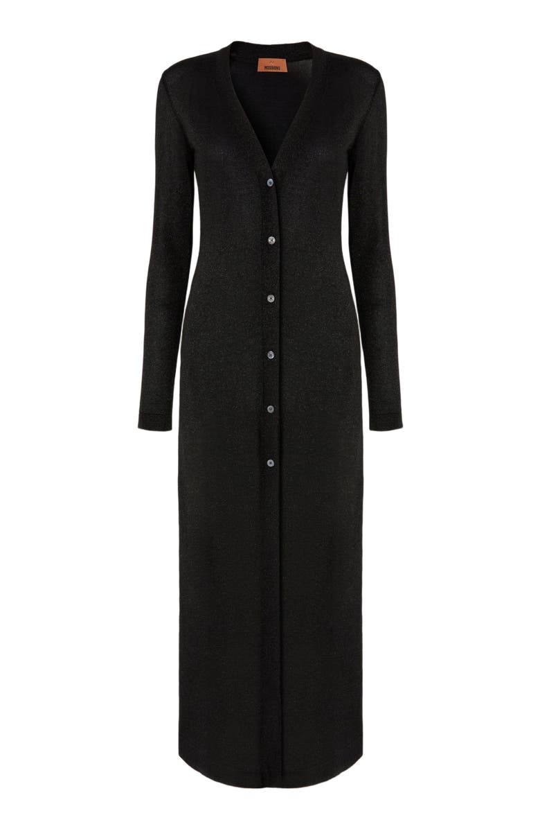 Missoni Long Lamé Viscose Cardigan With V-neck, Alternate, color, Black