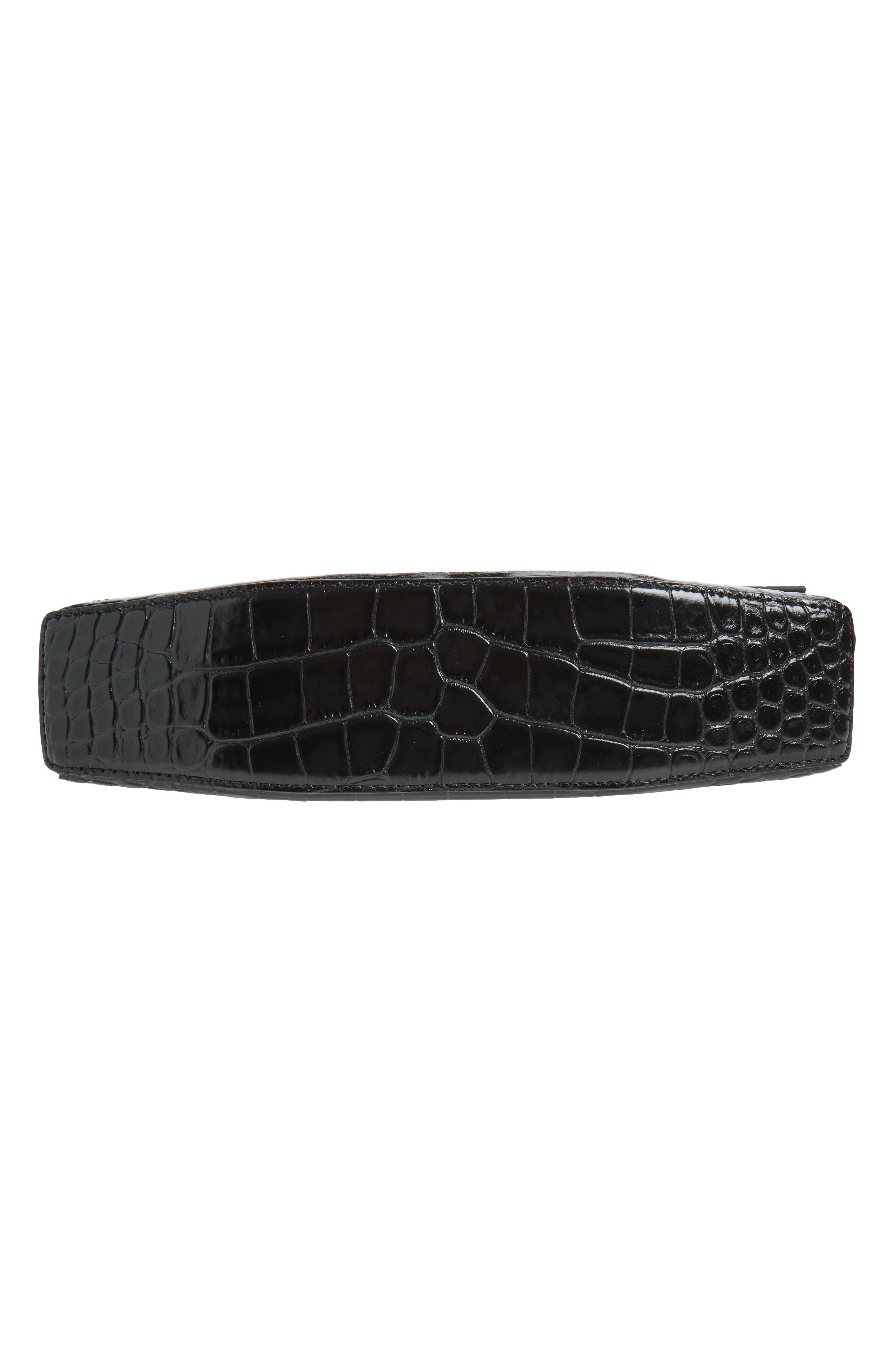 Clip Croc Embossed Leather Clutch, Alternate, color, BLACK