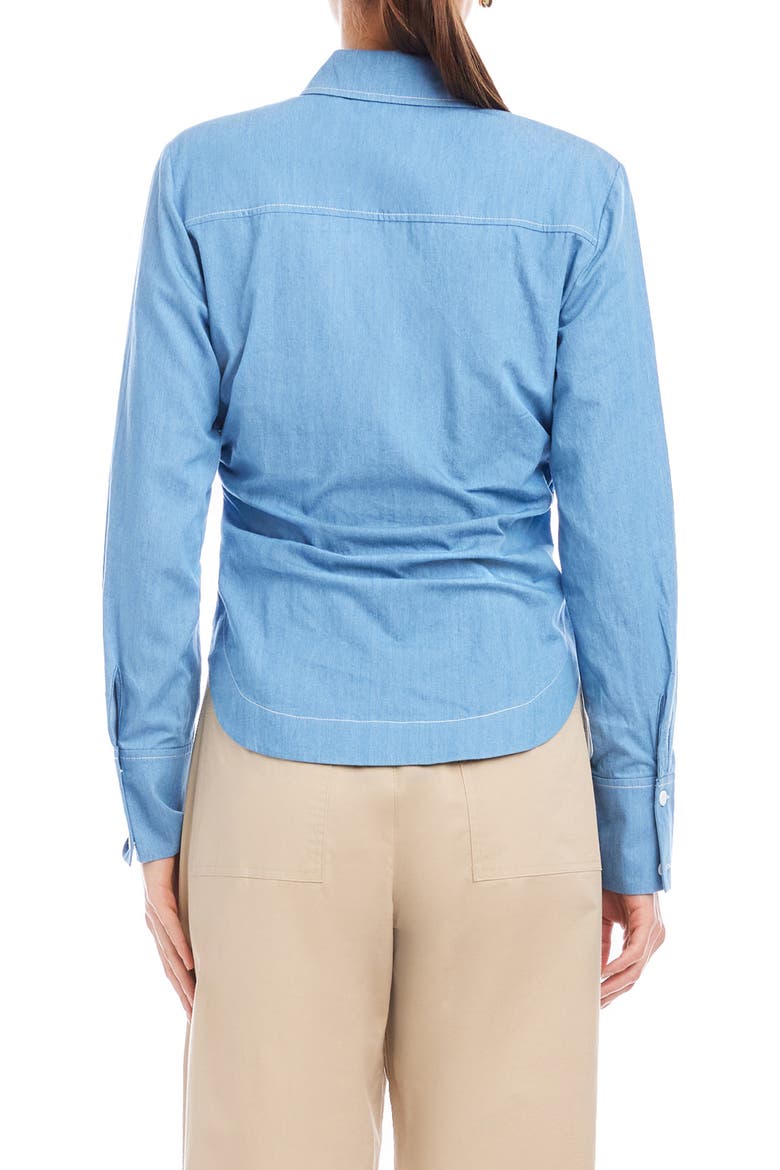 Norlyn Gathered Button-Up Chambray Shirt, Alternate, color, CHAMBRAY