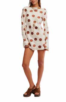 Free People Tigre Polka Dot Long Sleeve Satin Minidress