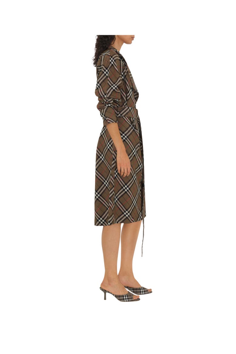 Check Silk Blend Trench Dress, Alternate, color, Brush
