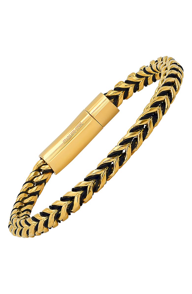 STEELTIME Men's 18K Gold Plated Stainless Steel Wheat Chain Bracelet, Alternate, color, Yellow