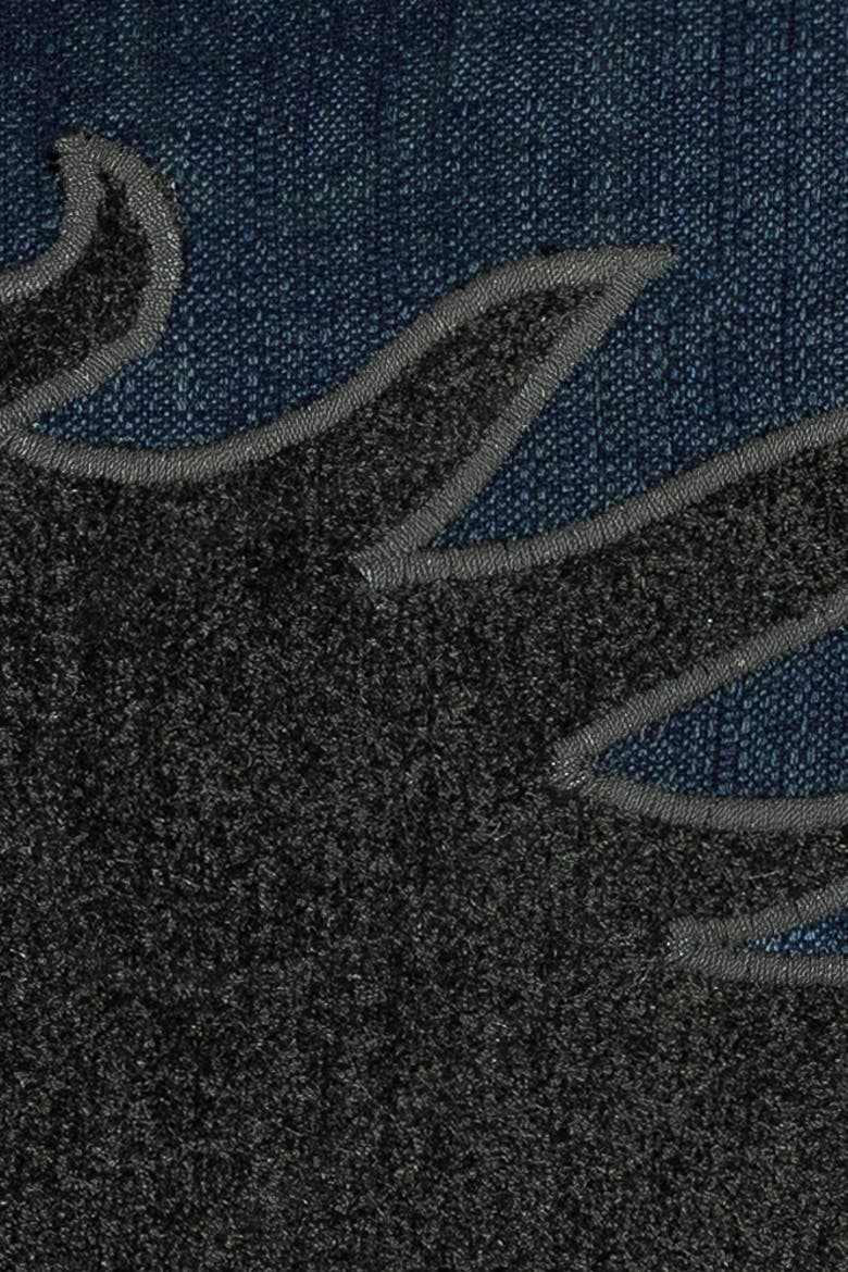 Black Beauty Handmade Velvet Embroidered Applique Indoor & Outdoor Accent Pillow, Alternate, color, Denim