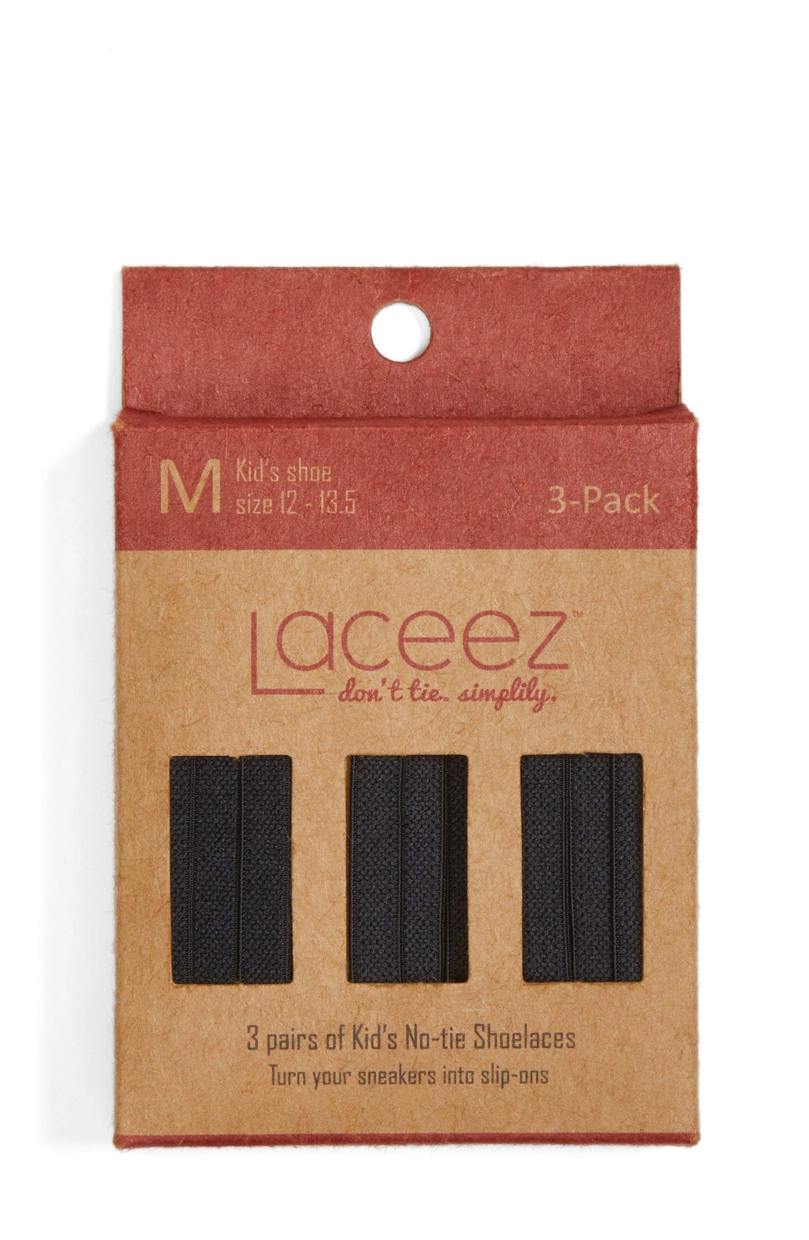 3-Pack No-Tie Shoelaces, Main, color, BLACK