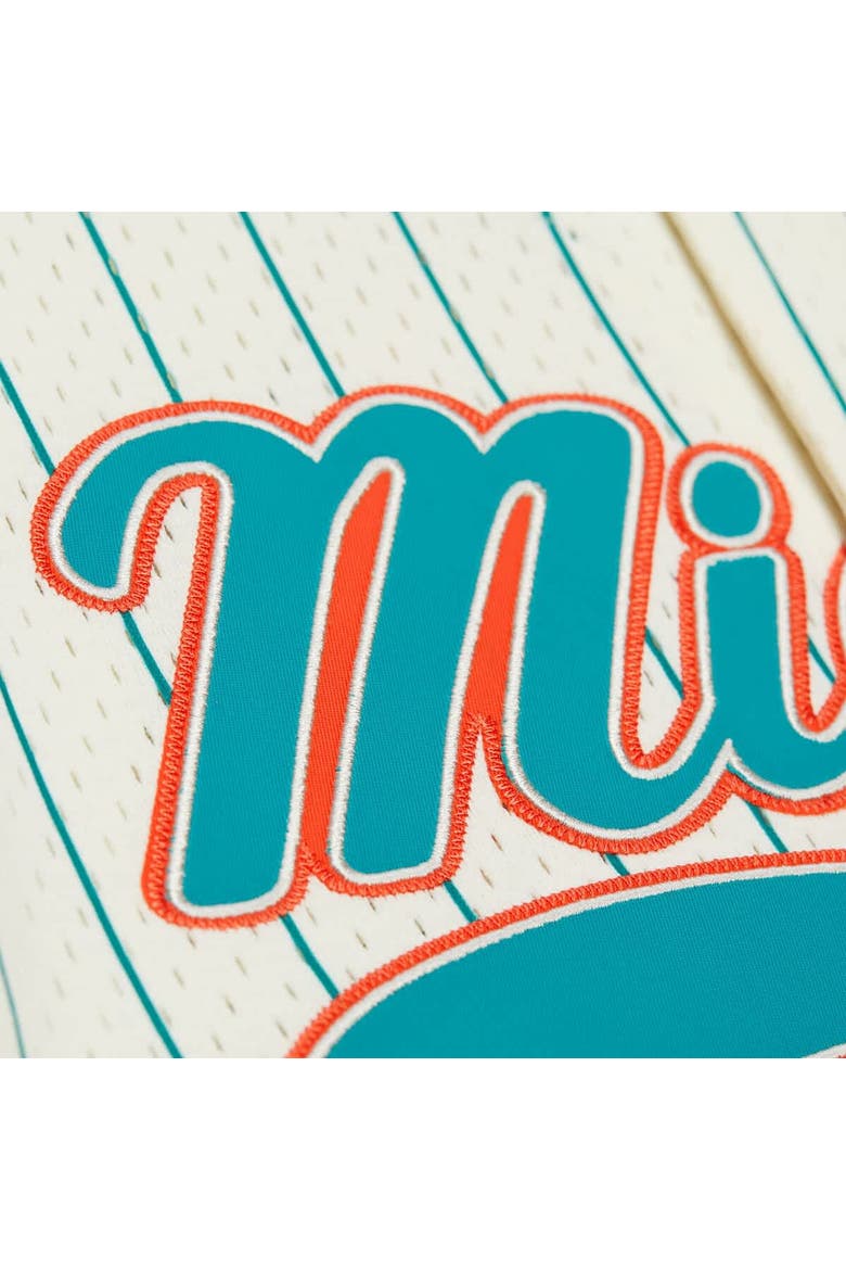 Men's Mitchell & Ness Dan Marino Cream Miami Dolphins Name & Number Mesh Button-Up Baseball Jersey, Alternate, color, Cream