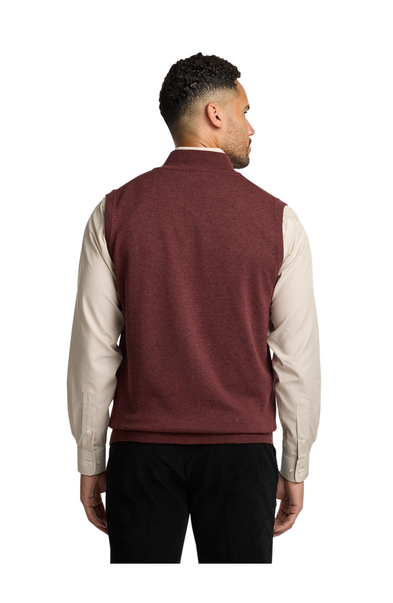 Paul Fredrick Cotton Full Zip Mock Neck Vest, Alternate, color, Burgundy
