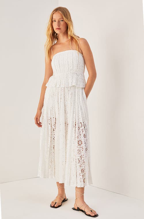 Rebecca Taylor Geo Eyelet Pleated Maxi Skirt In Milk
