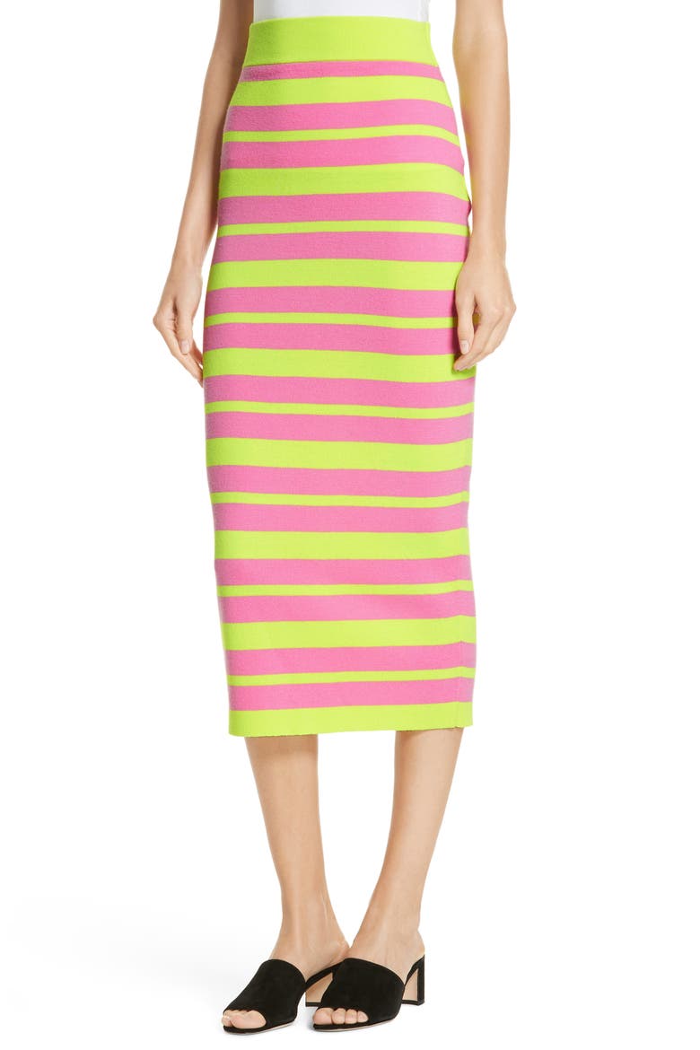 Stripe Knit Maxi Skirt, Alternate, color, LIME AND PINK COMBO