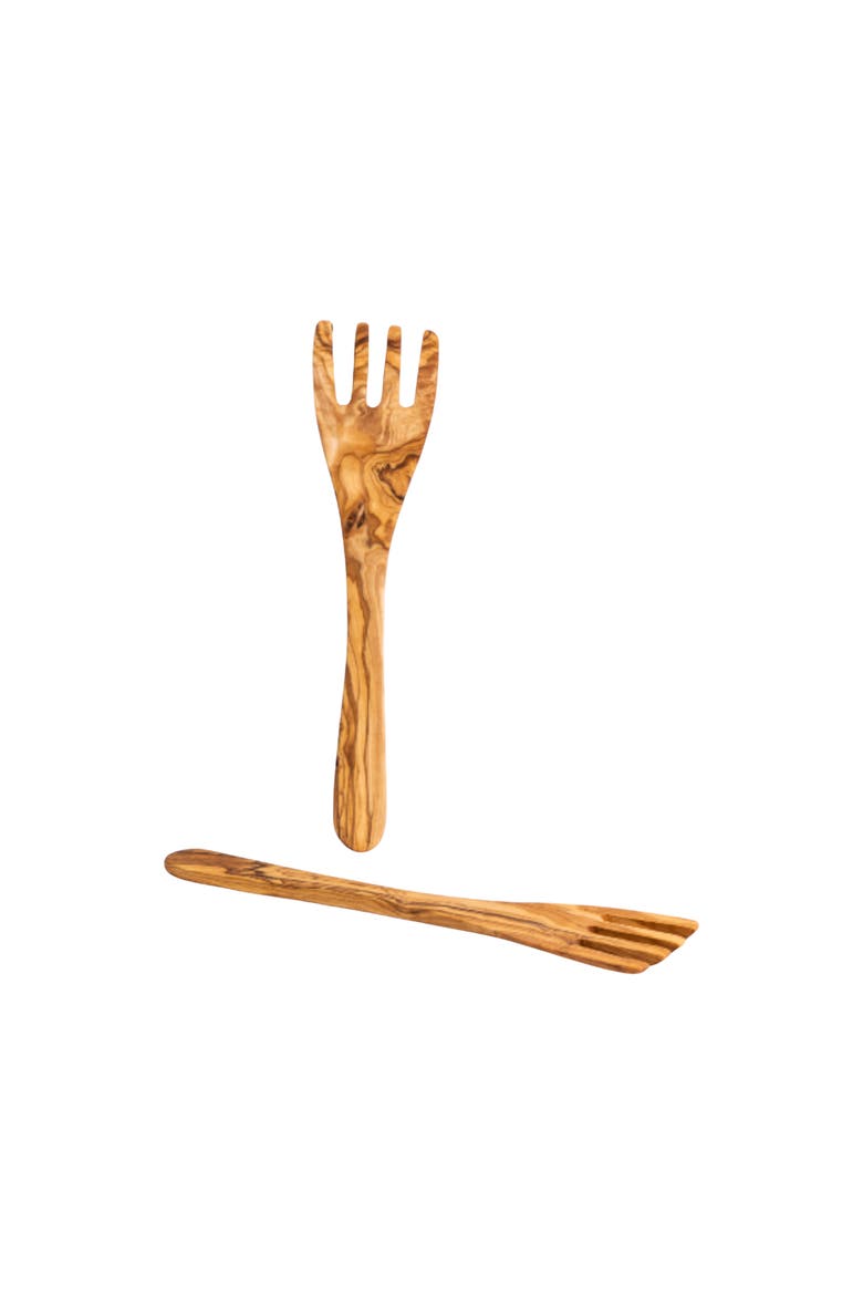 Olive Wood Serving Spatula Forks, Set of 2, Main, color, Natural