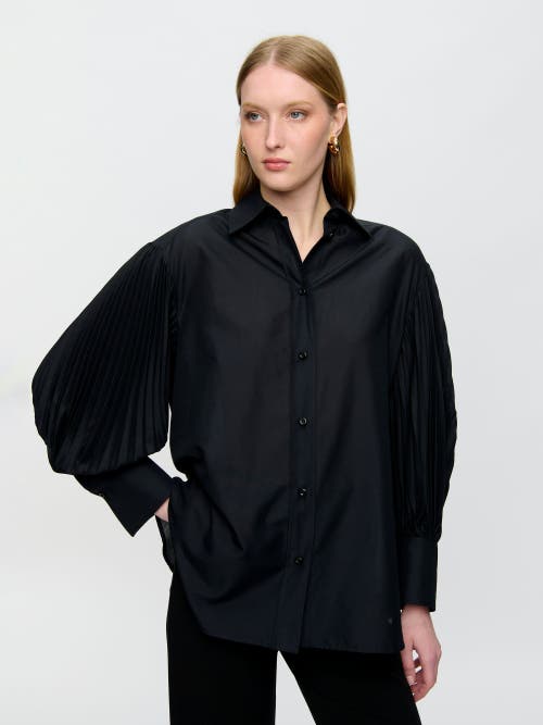 Callas Milano Viola Pleated Sleeve Shirt Black