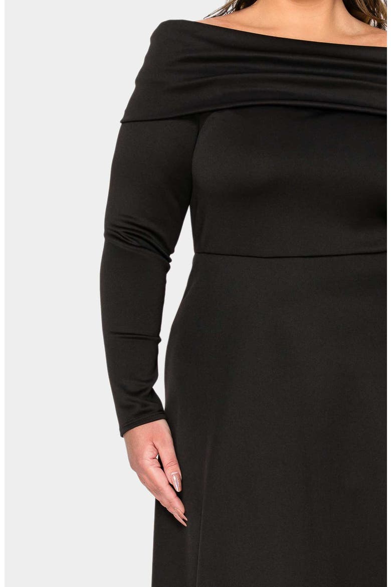 Lyra Off the Shoulder Long Sleeve Maxi Dress, Alternate, color, BLACK