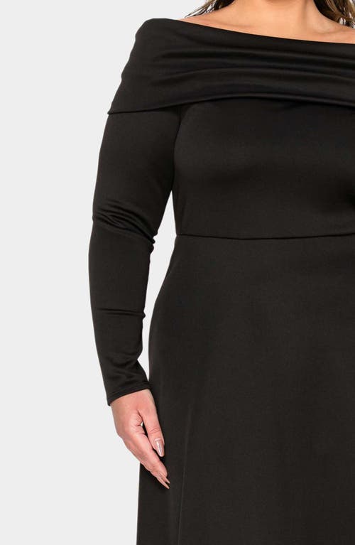 L I V D Lyra Off The Shoulder Long Sleeve Maxi Dress In Black
